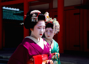 Two Maiko after performance Kyoto